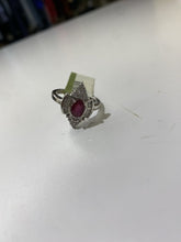 Load image into Gallery viewer, .925 ring w CZ/red stone