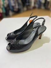 Load image into Gallery viewer, Stuart Weitzman patent snake print slingbacks 6