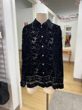 Load image into Gallery viewer, Sash velvet/silk semi sheer top 8