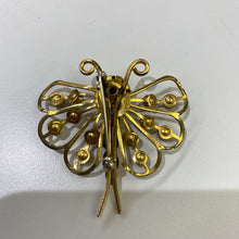 Load image into Gallery viewer, 18k gold vintage dragonfly brooch w multi stones