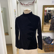 Load image into Gallery viewer, Black dotted velour top XS