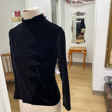 Load image into Gallery viewer, Black dotted velour top XS