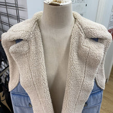 Load image into Gallery viewer, Oat Denim faux shearling vest XL