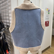 Load image into Gallery viewer, Oat Denim faux shearling vest XL
