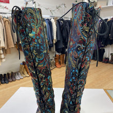 Load image into Gallery viewer, L'Artiste leather/embroidered satin tall boots 37