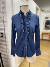 Load image into Gallery viewer, Frame ruffle denim shirt XXS