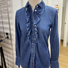 Load image into Gallery viewer, Frame ruffle denim shirt XXS