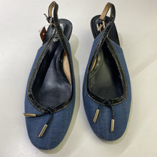 Load image into Gallery viewer, Tods denim/patent slingbacks 40