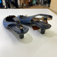 Load image into Gallery viewer, Tods denim/patent slingbacks 40