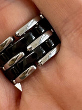 Load image into Gallery viewer, Chanel Ultra Large white gold/black ceramic link ring T52 *No box