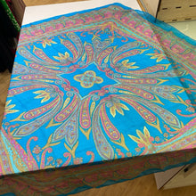 Load image into Gallery viewer, Blue silk paisley scarf