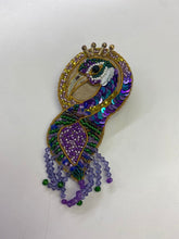 Load image into Gallery viewer, Beaded peacock brooch