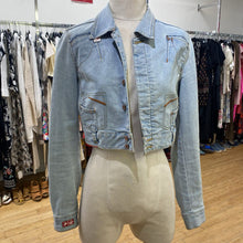 Load image into Gallery viewer, Pepe cropped denim jacket L (Fits S)