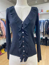 Load image into Gallery viewer, Heartloom wool/blend ruffle cardi M