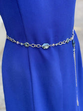 Load image into Gallery viewer, Silver long Blue Stone Necklace/belt