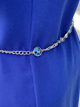 Load image into Gallery viewer, Silver long Blue Stone Necklace/belt