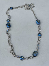 Load image into Gallery viewer, Silver long Blue Stone Necklace/belt