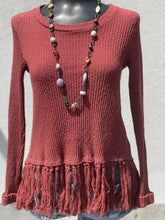 Load image into Gallery viewer, Eri + Ali Fringe Top Long Sleeve XS