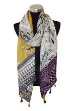 Load image into Gallery viewer, Green Yellow paisley scarf