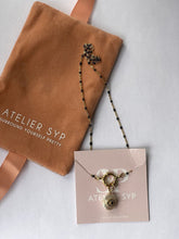 Load image into Gallery viewer, Atelier SYP Stainless Steel Dotted Black Chain with nautical Clasp Fresh Water Pearl Evil Eye