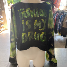 Load image into Gallery viewer, Rock N Karma sequin "Fashion Is My Drug" crewneck L