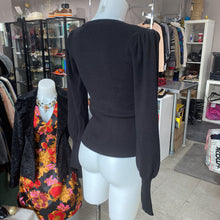 Load image into Gallery viewer, Love Tree puff sleeves ribbed knit top M