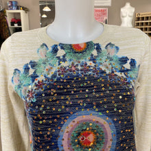 Load image into Gallery viewer, Desigual metallic fibre sequin print light knit sweater S