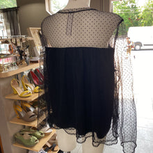 Load image into Gallery viewer, Banana Republic polka dot mesh overlay top XL