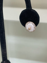 Load image into Gallery viewer, rose gold studs, white flower
