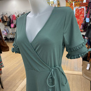 Top Shop ribbed faux wrap dress 8