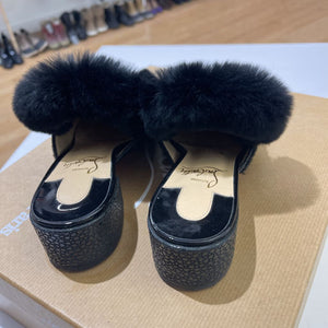 Louboutin fur trim mules 35