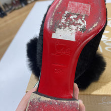 Load image into Gallery viewer, Louboutin fur trim mules 35
