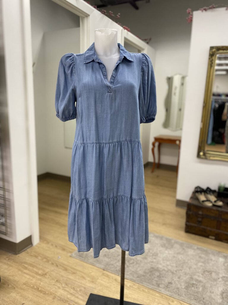 Saks fifth Ave tiered chambray dress NWT S