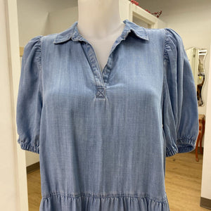 Saks fifth Ave tiered chambray dress NWT S
