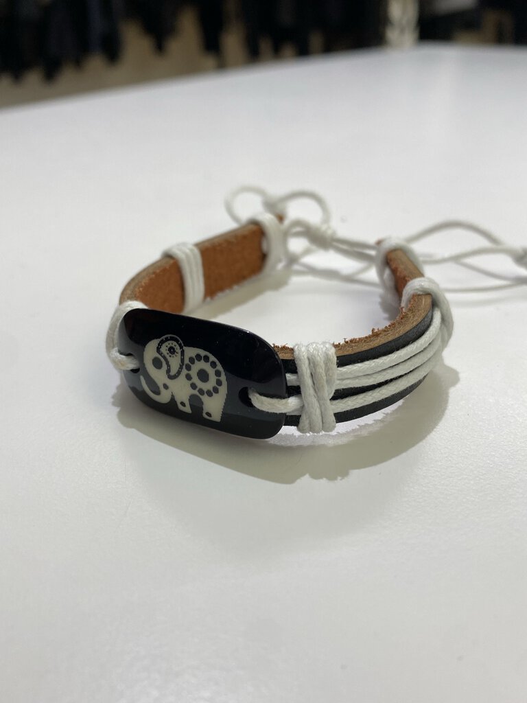 Elephant leather adjustable bracelet
