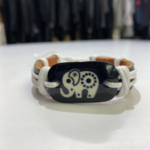 Elephant leather adjustable bracelet