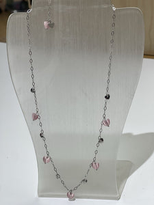 .950 pink heart stones necklace