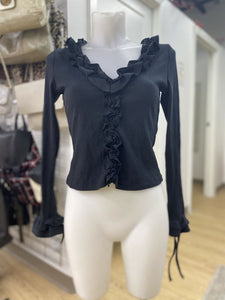 Maeve ribbed ruffle top XS