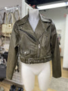 Zara pleather semi-crop moto jacket L