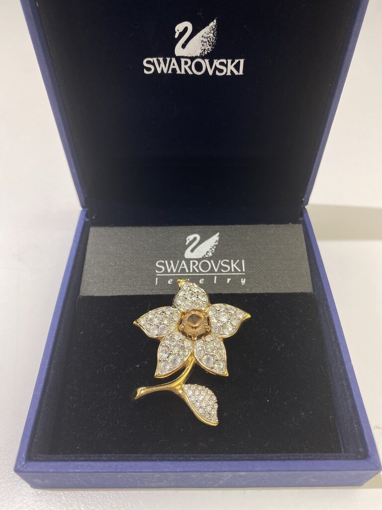 Swarovski crystal flower brooch