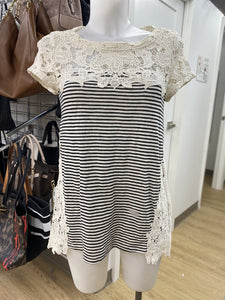 Meadow Rue striped/lace top XS