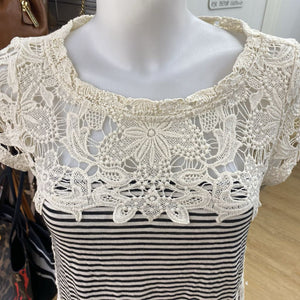 Meadow Rue striped/lace top XS