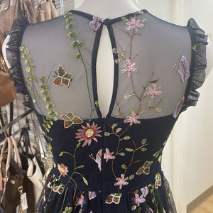 Morgan & Co embroidered mesh overlay dress 1