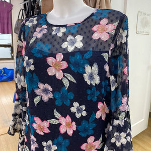 Eliza J swiss dot/floral overlay dress 10