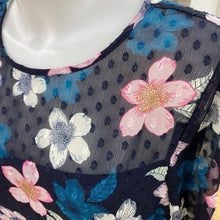 Load image into Gallery viewer, Eliza J swiss dot/floral overlay dress 10
