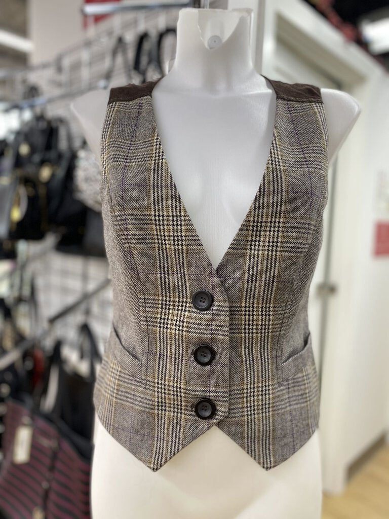 Esprit mixed plaid vest XS/S