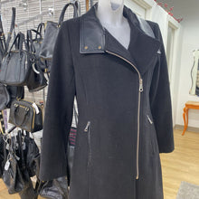 Load image into Gallery viewer, Black wool leather coat
