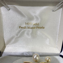 Load image into Gallery viewer, 14KT Gold Fresh Water Pearls vintage necklace/earrings set
