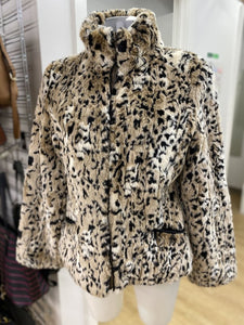 Melanie Lyne leopard print fur jacket S