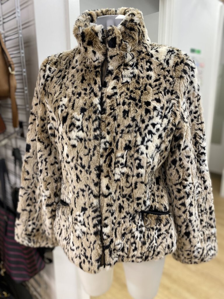 Melanie Lyne leopard print fur jacket S